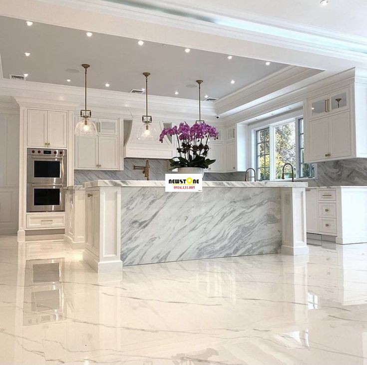 Đá Bếp Trắng Vân Mây