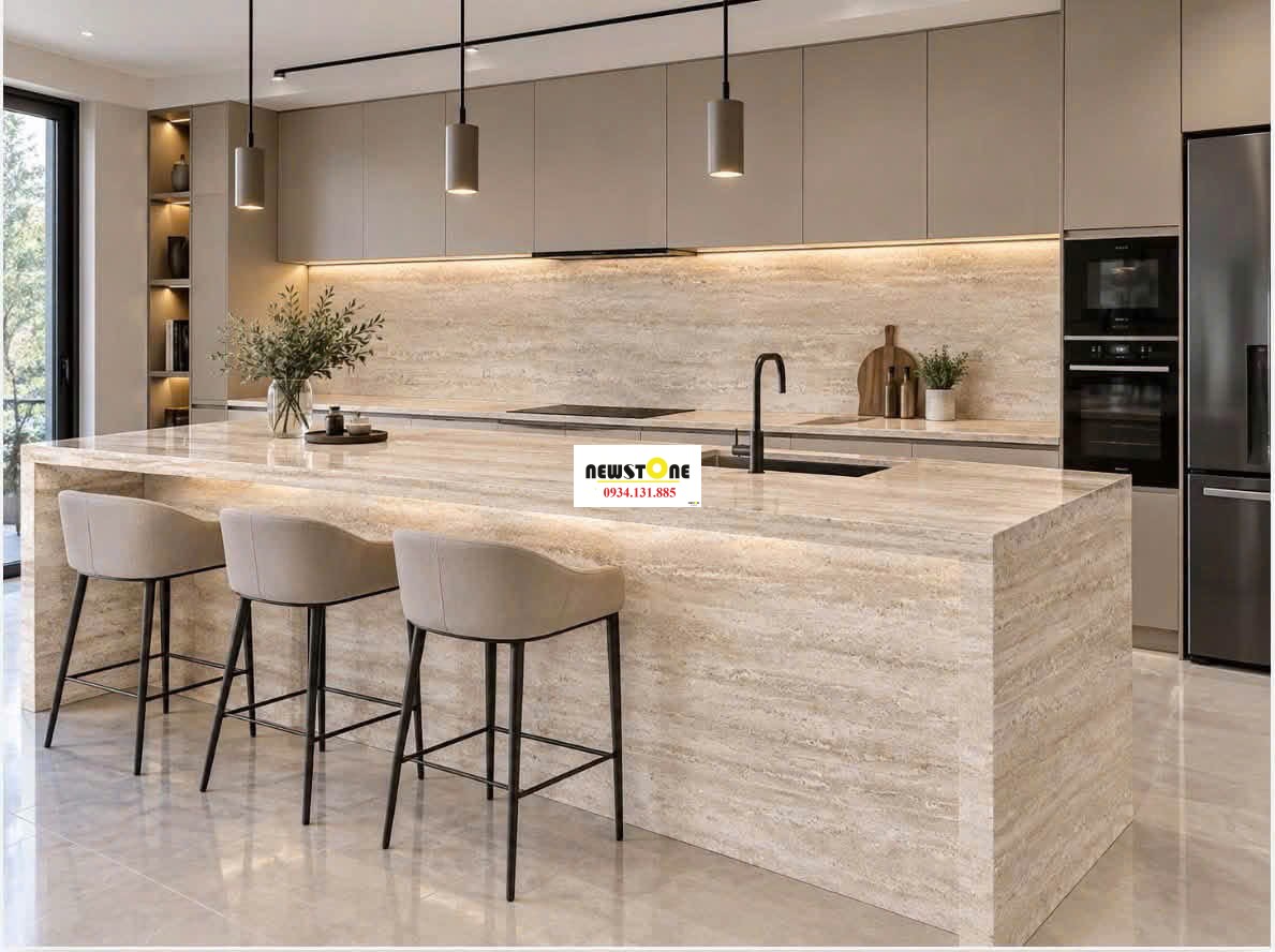 Đá Nung Kết Travertino Ivory Nhám